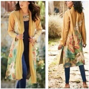 Soft Surroundings Orofino Faux Suede Silk Chiffon Kimono Art To Wear Medium NWT